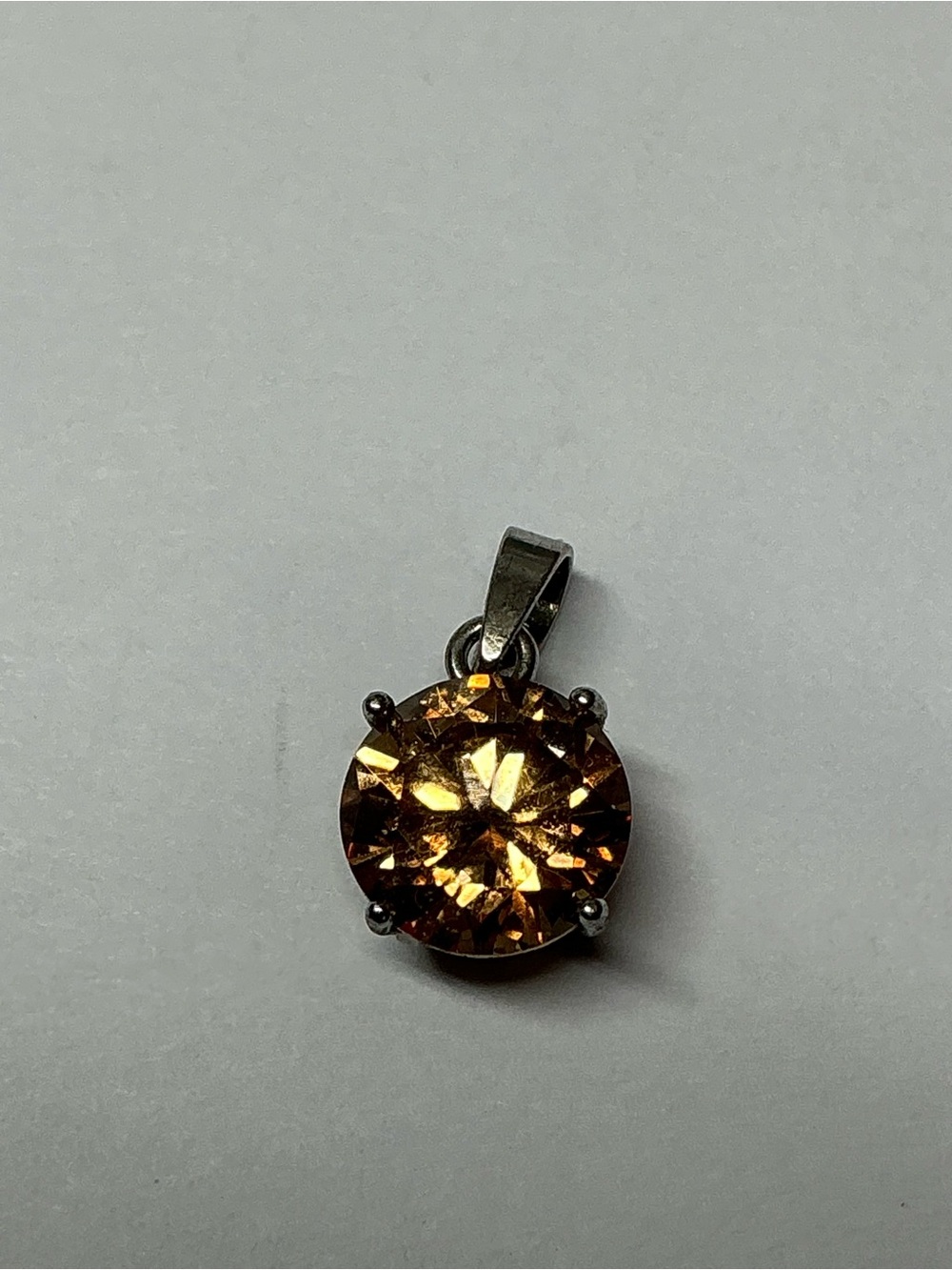 Sterling Silver Citrine Crystal Solitaire Pendant - Women Jewelry